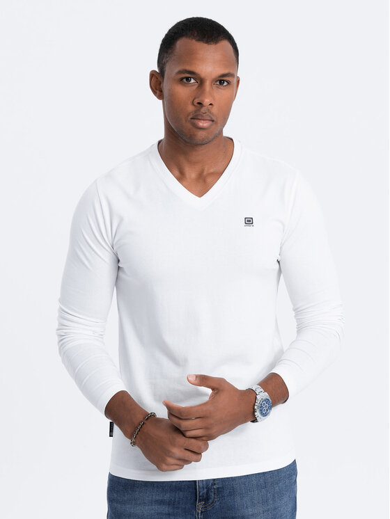 Ombre Ombre Longsleeve OM-LSCL-0110 Biały Regular Fit