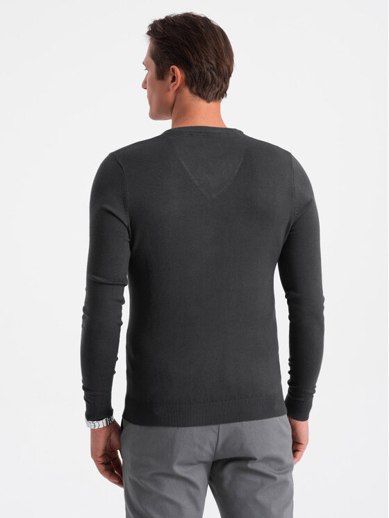 Ombre Ombre Sweter OM-SWBS-0107 Szary Regular Fit