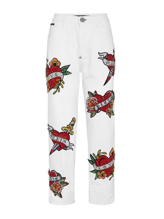 PHILIPP PLEIN PHILIPP PLEIN Jeansy 3071 Biały Mom Fit