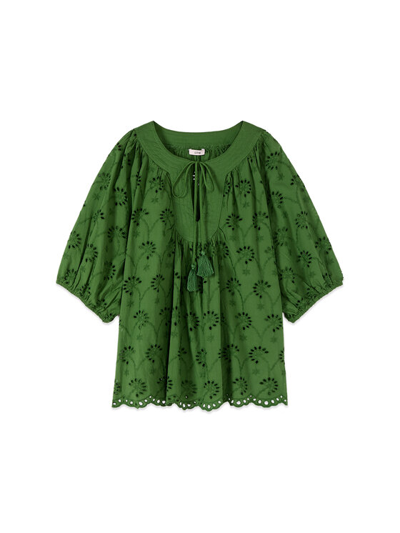Oltre Oltre Bluzka 2015E000367N015 Zielony Baggy Fit