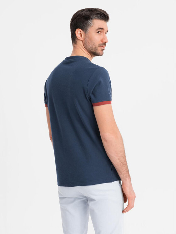 Ombre Ombre T-Shirt OM-TSCT-0198 Granatowy Regular Fit
