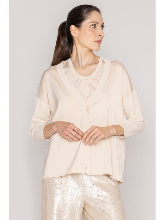 Deni Cler Milano Deni Cler Milano Kardigan T-DC-U405-D2-20-13-1 Beżowy Oversize