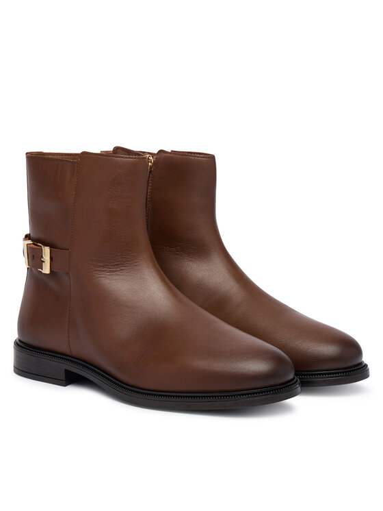 Tommy Hilfiger Tommy Hilfiger Stivaletti Th Buckle Leather Ankle Boot FW0FW09486 Marrone