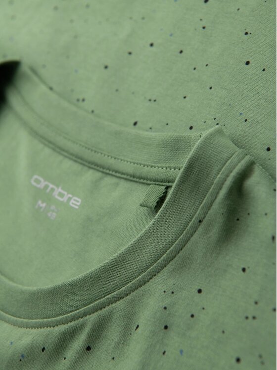Ombre Ombre T-Shirt OM-TSFP-0186 Zielony Regular Fit