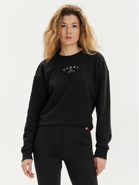 Tommy Jeans Mikina Essential Logo DW0DW18143 Čierna Regular Fit