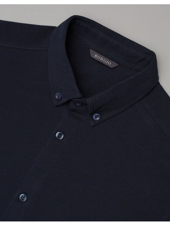 Borgio Borgio Koszula lenola Granatowy Slim Fit