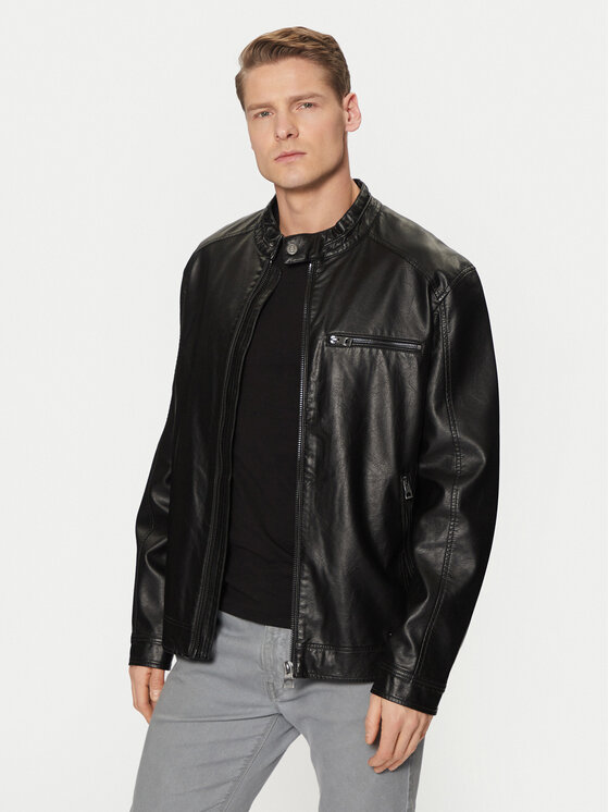 Guess Guess Geacă din imitație de piele M5RL00 WGU60 Negru Regular Fit
