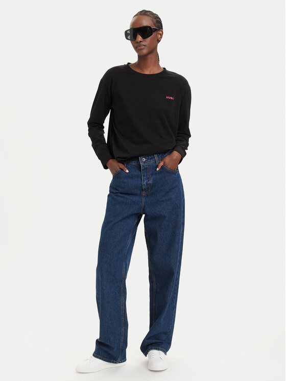 HUGO HUGO Піжамна блузка 50555632 Чорний Regular Fit