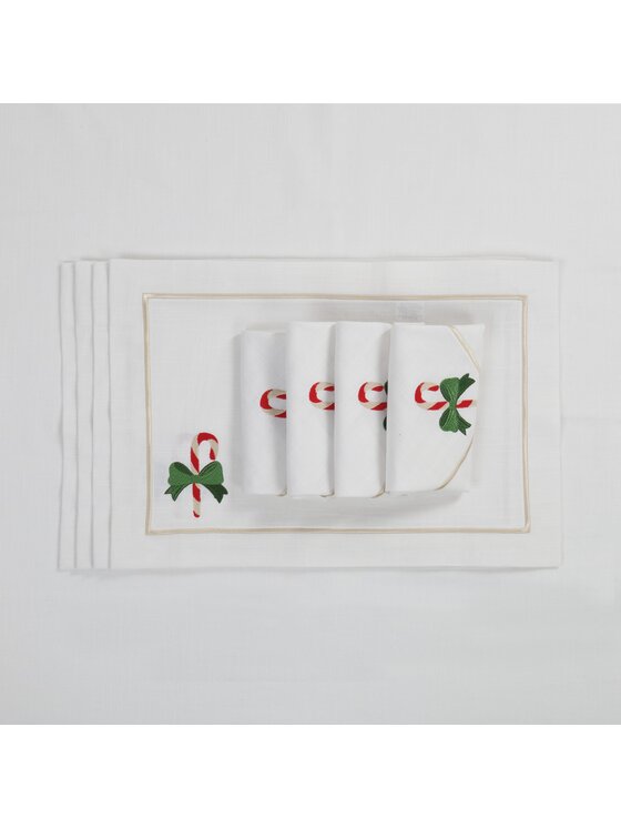 Roseberry Home Roseberry Home Podkładka na stół Candy Cane Panama Biały