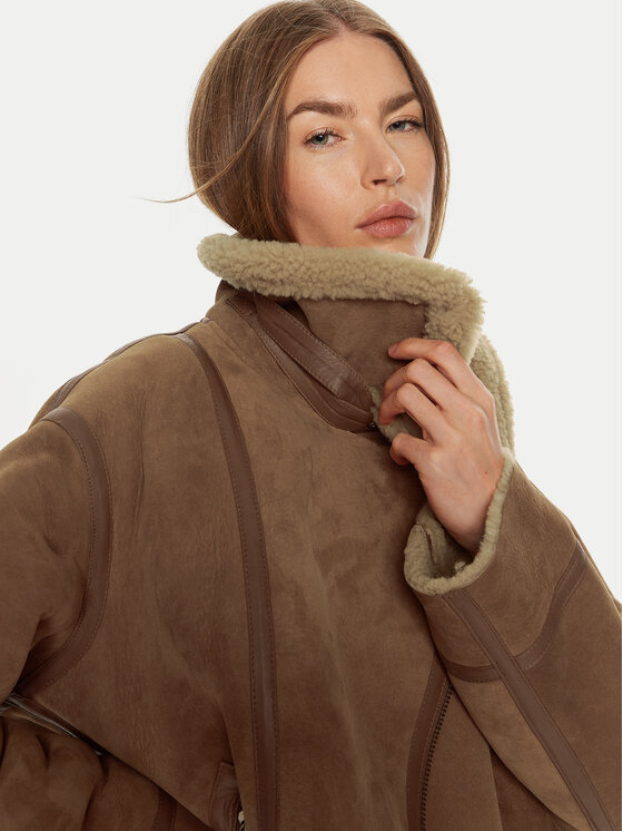 Serge Pariente Serge Pariente Cappotto in shearling Christelle Marrone Regular Fit