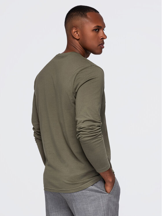 Ombre Ombre S dlouhým rukávem OM-LSBL-0143 Khaki Regular Fit