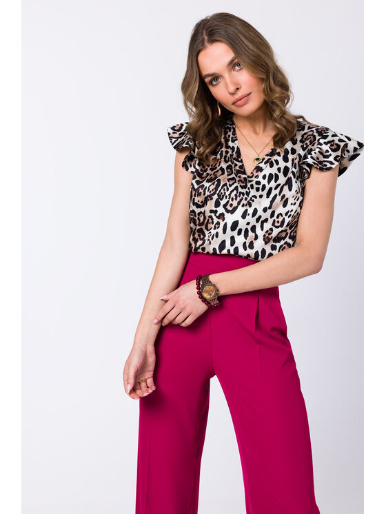 Stylove Stylove Bluzka S344 Beżowy Regular Fit