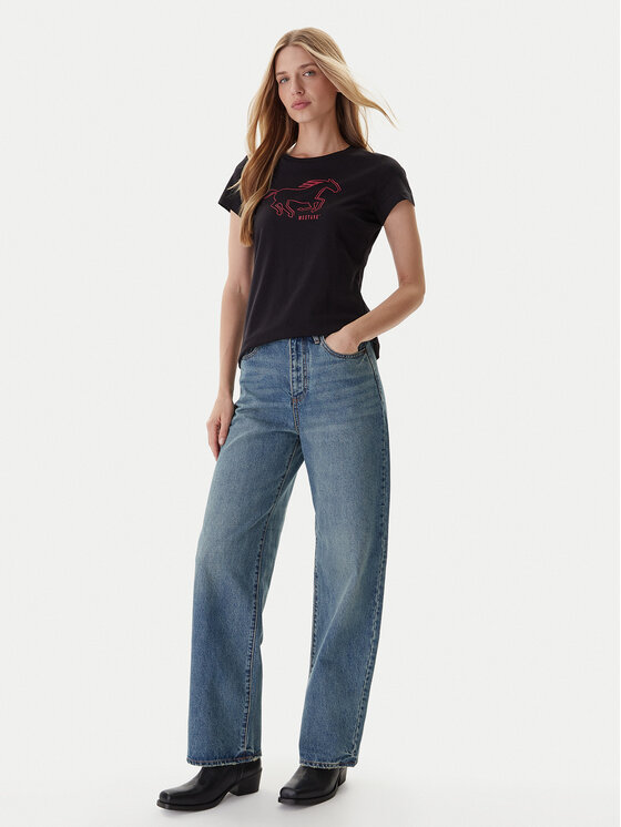 Mustang Mustang T-krekls Loa 1016753 Melns Slim Fit