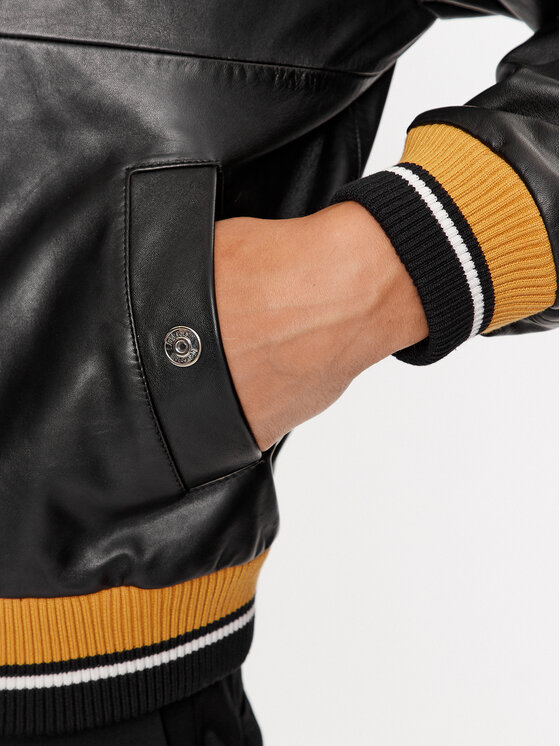 Just Cavalli Just Cavalli Odinė striukė 75OAVP01 Juoda Regular Fit