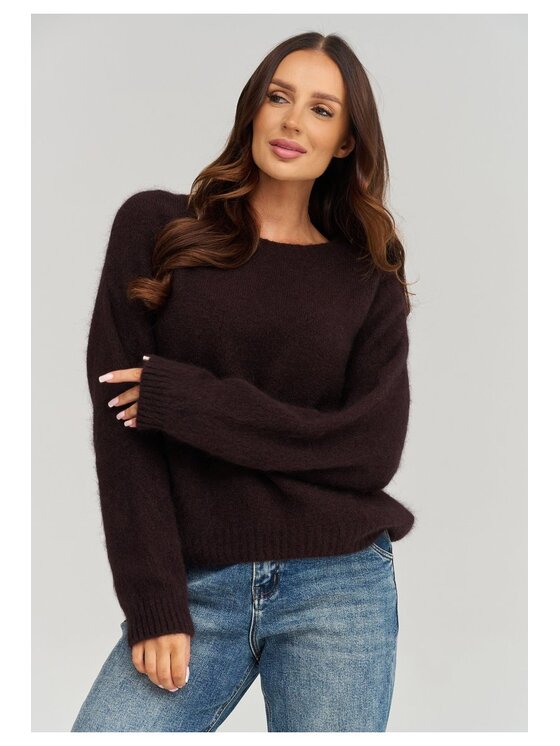 Makadamia Makadamia Sweter C93 Brązowy Loose Fit