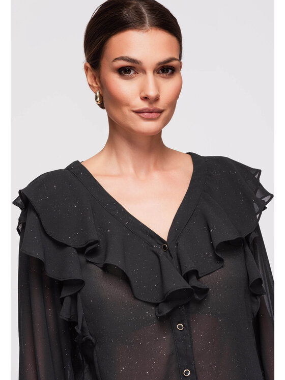 Ombre Ombre Koszula OW-SH-E0029 Czarny Loose Fit