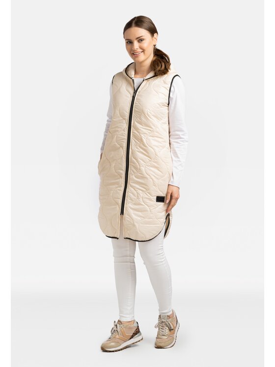 Perso Perso Bezrękawnik BLE230000F Beżowy Regular Fit