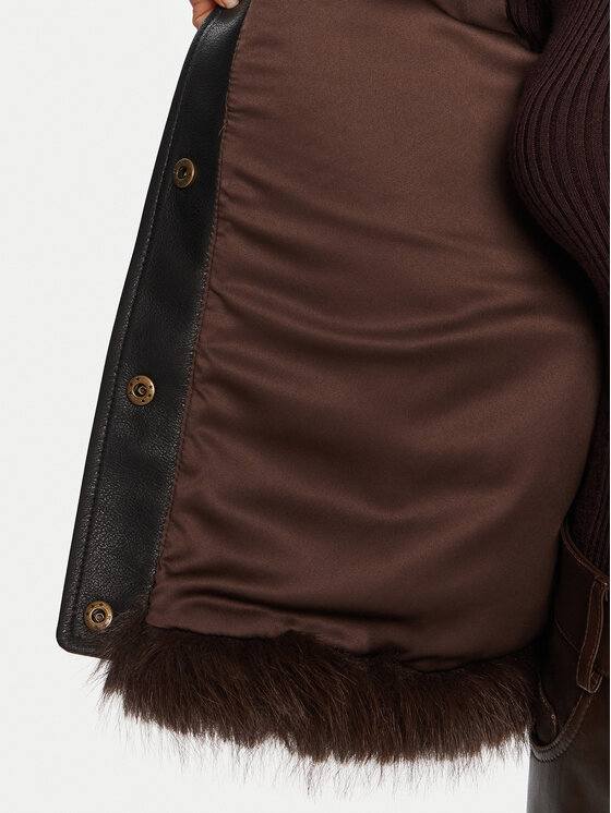 TWINSET TWINSET Bunda z imitace kůže 252TP2420 Hnědá Regular Fit