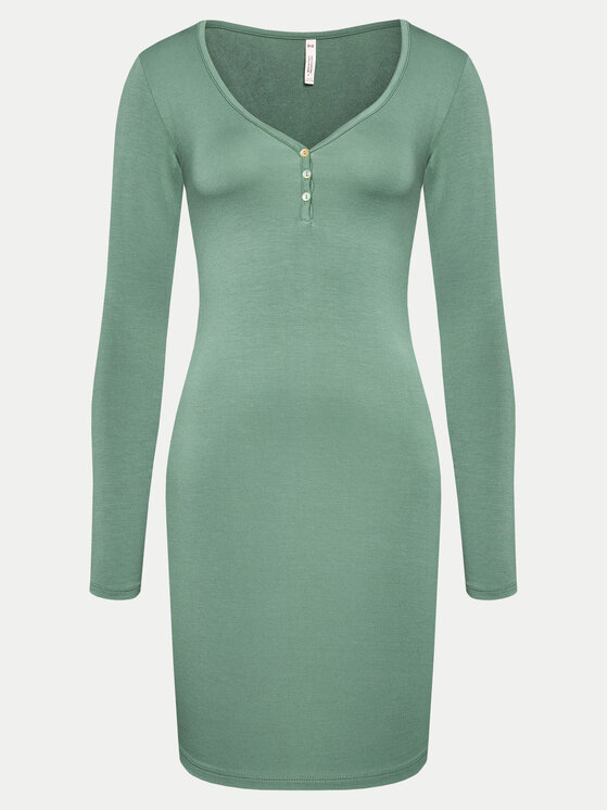 Hunkemöller Hunkemöller Camicia da notte Henley 205025 Verde Slim Fit