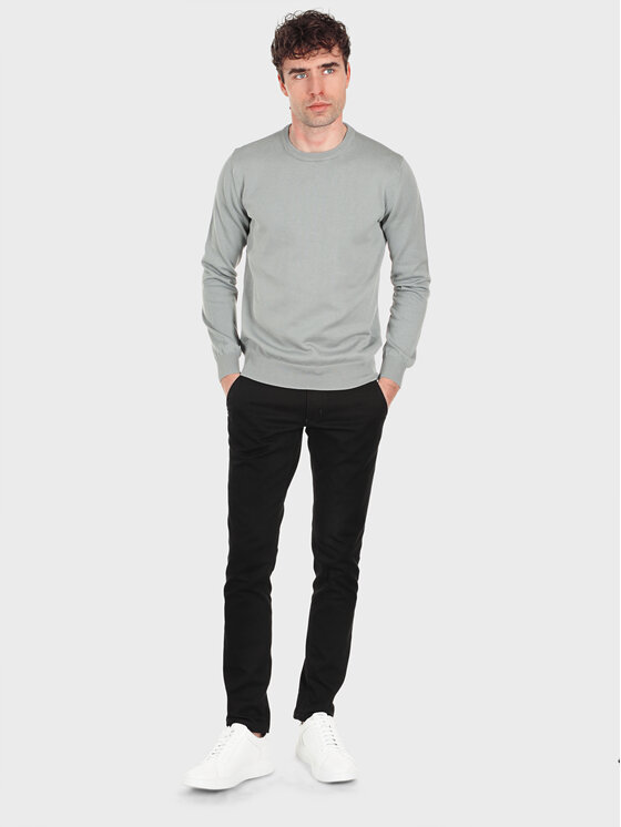 Evenemen Evenemen Sweter Round Neck Grey Szary Slim Fit