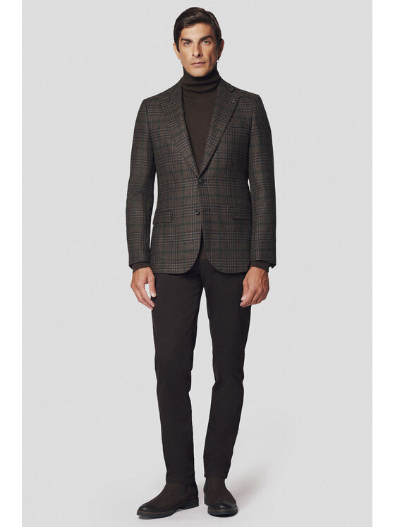 Lancerto Lancerto Marynarka Laketon MA073224000001 Brązowy Slim Fit