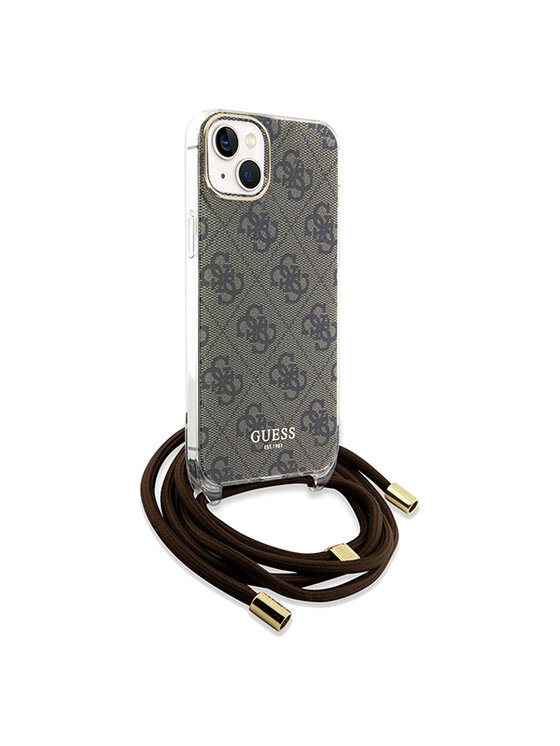 Guess Guess Etui na telefon iPhone 15 Brązowy