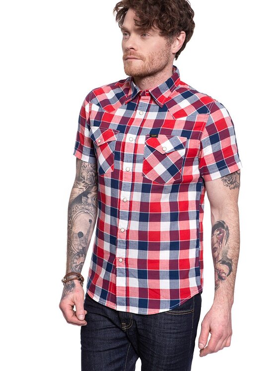Lee Lee Koszula SS WESTERN Biały Slim Fit
