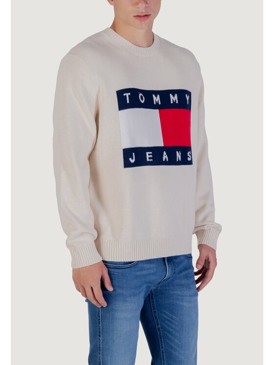 Tommy Jeans Tommy Jeans Πουλόβερ TJM REG MELANGE FLAG Λευκό Casual Fit