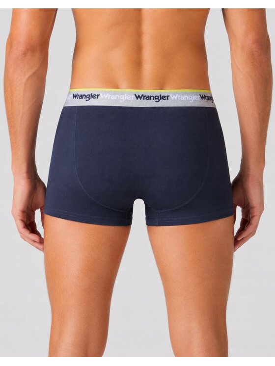 Wrangler Wrangler Bokserki Sand 3 Pack Cotton Elastane Trunks Niebieski
