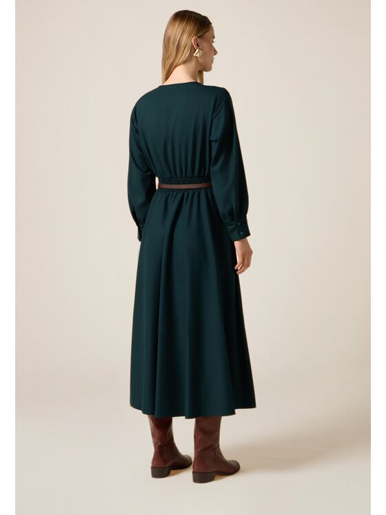 Oltre Oltre Vestito da giorno 7076J000966N035 Verde Flared Fit