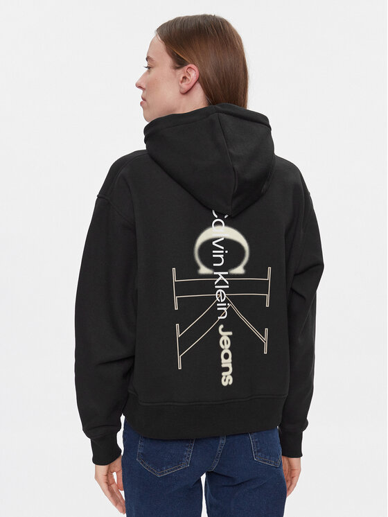 Calvin Klein Jeans Calvin Klein Jeans Pulóver Back Bold Monologo Hoodie J20J222895 Fekete Regular Fit
