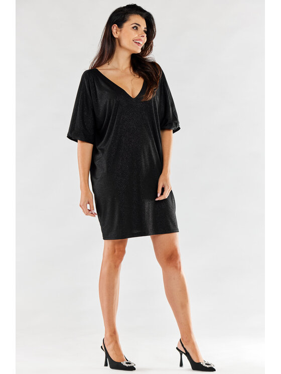 Awama Awama Večerní šaty A557 Černá Basic Fit