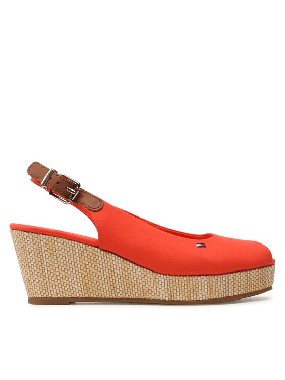 Tommy Hilfiger Tommy Hilfiger Sandale Iconic Elba Sling Back Wedge FW0FW04788 Narančasta
