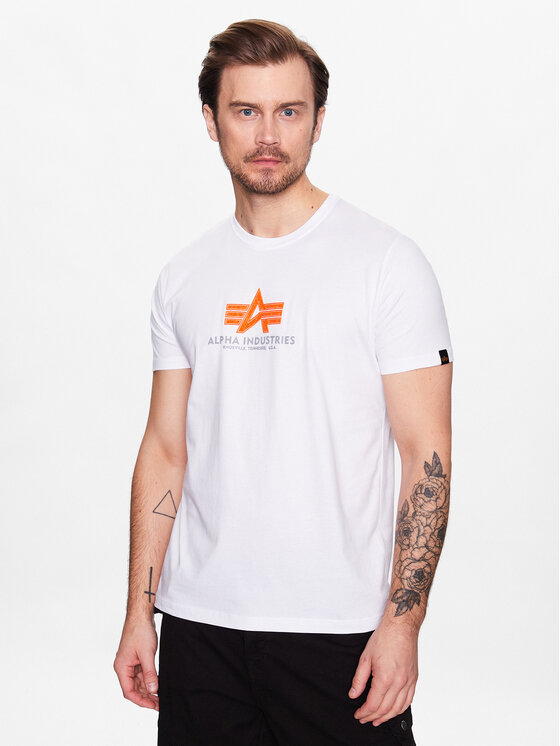 Alpha Industries T-krekls Basic T Rubber 100501RB Balts Regular Fit