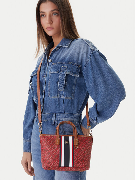 Tommy Hilfiger Tommy Hilfiger Handtasche Th Monoplay Mini Tote Stripe Le AW0AW18389 Rot