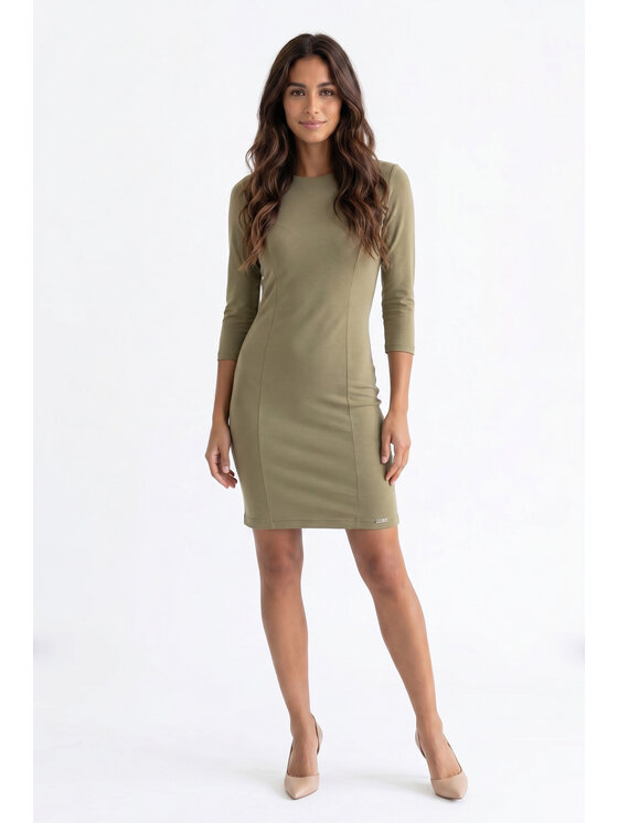 FIGL FIGL Koktejlové šaty M1351 Tmavě zelená Straight Fit