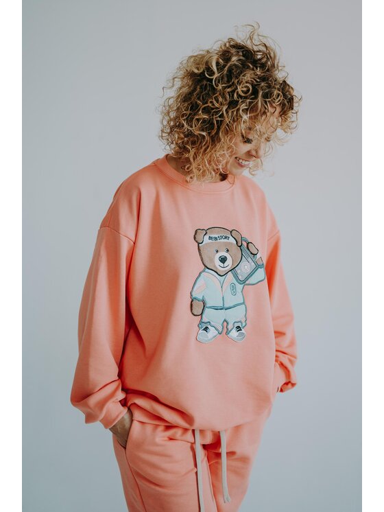 Bejbi Story Bejbi Story Bluza Bluza oversize Funky Teddy dla mamy i taty Pomarańczowy Oversize