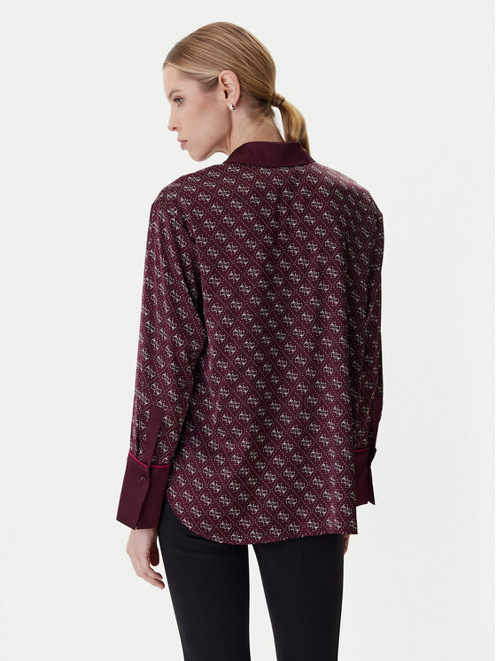 Guess Guess Koszula W4YH47 WF1T2 Bordowy Regular Fit