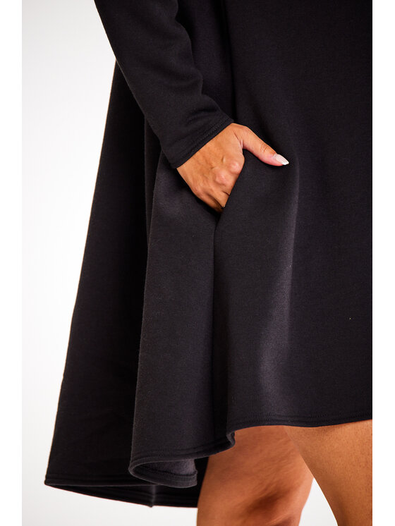 Awama Awama Úpletové šaty A609 Čierna Basic Fit