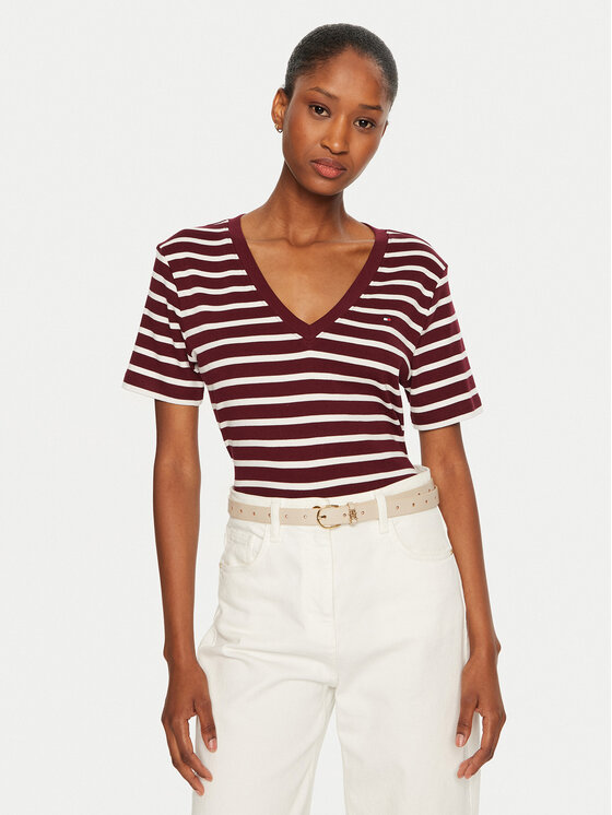 Tommy Hilfiger Tommy Hilfiger T-shirt WW0WW40584 Tamnocrvena Slim Fit