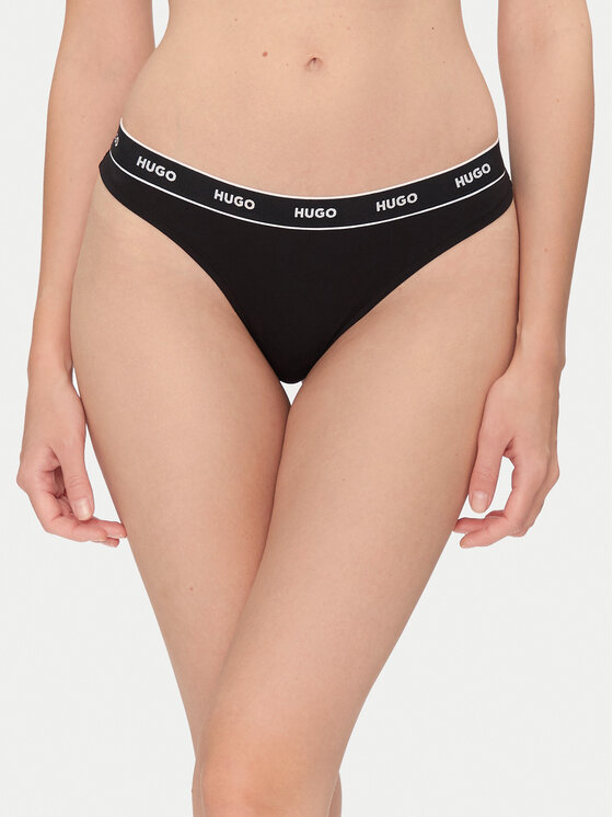 HUGO HUGO Chilot tanga Thong Stripe Pyp 50545700 Negru