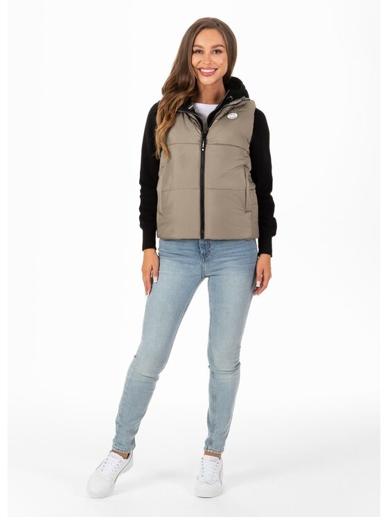 PITBULL PITBULL Kamizelka Bezrękawnik damski Orilla XL Beżowy Regular Fit