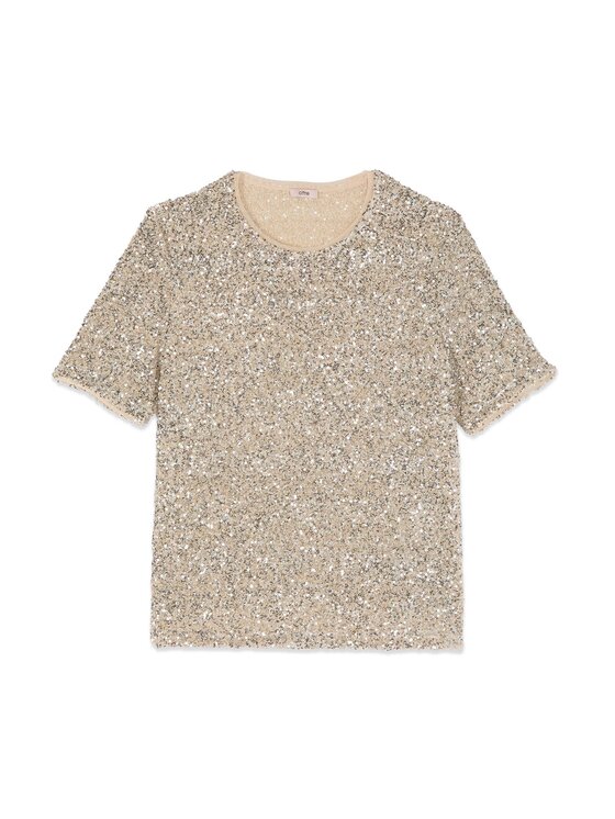 Oltre Oltre T-Shirt G038J004397N002 Złoty Regular Fit