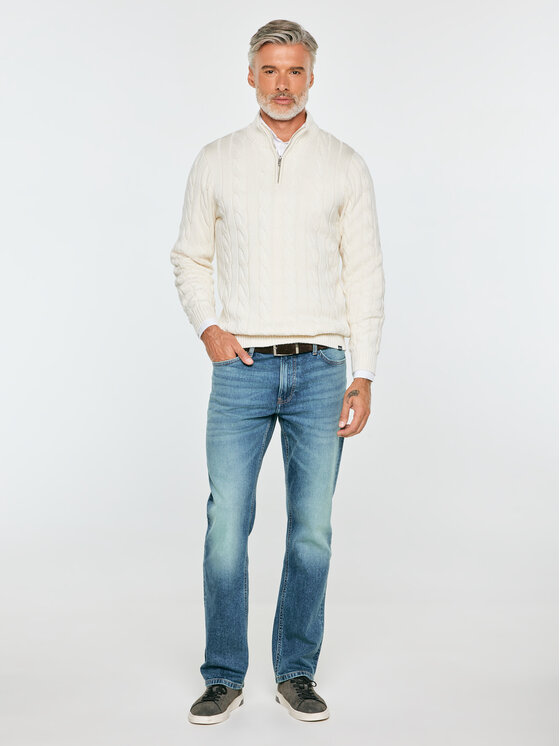 BIG STAR BIG STAR Sweter DENWER Biały Basic Fit