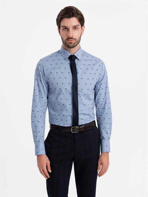 Ombre Ombre Košile OM-SHCS-0156 Světle modrá Regular Fit