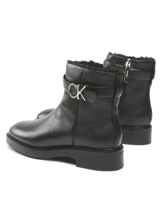 Calvin Klein Calvin Klein Botki Rubber Sole Ankle Boot Hw Wl-Lth HW0HW01257 Czarny