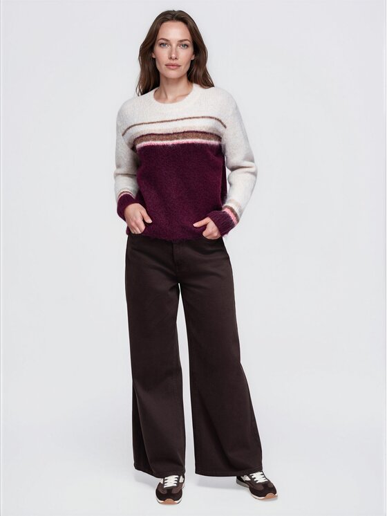 Ombre Ombre Sweter OW-SW-E0075 Beżowy Regular Fit
