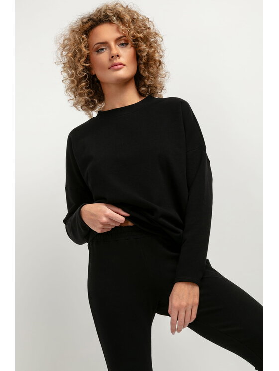 Tessita Tessita Bluza T381 Czarny Straight Fit
