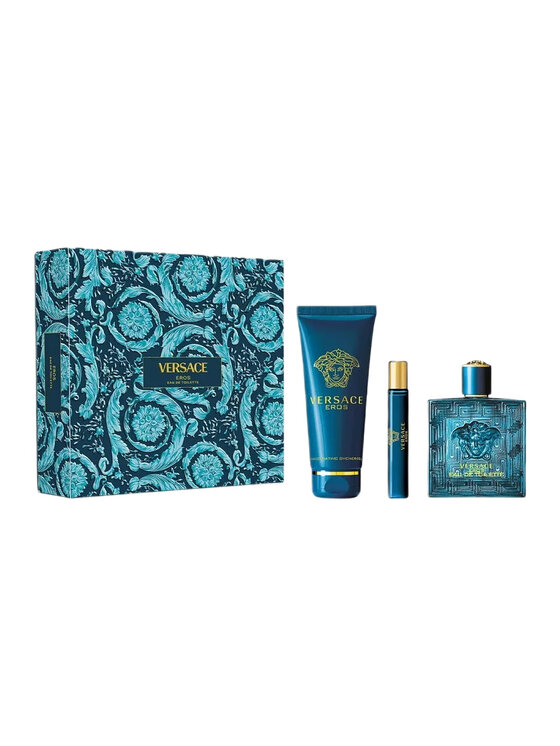 Zestaw zapachowy Versace, Versace Eros zestaw woda toaletowa spray 100ml + woda toaletowa spray 10ml + żel pod prysznic 150ml