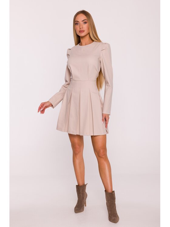 Made of Emotion Made of Emotion Sukienka koktajlowa M884 Beżowy Modern Fit